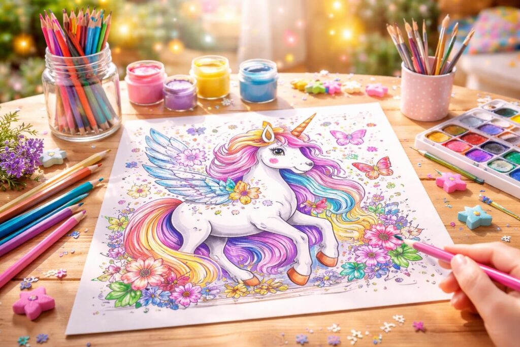 Découvrez le monde féérique du coloriage magique licorne à imprimer pour petits artistes