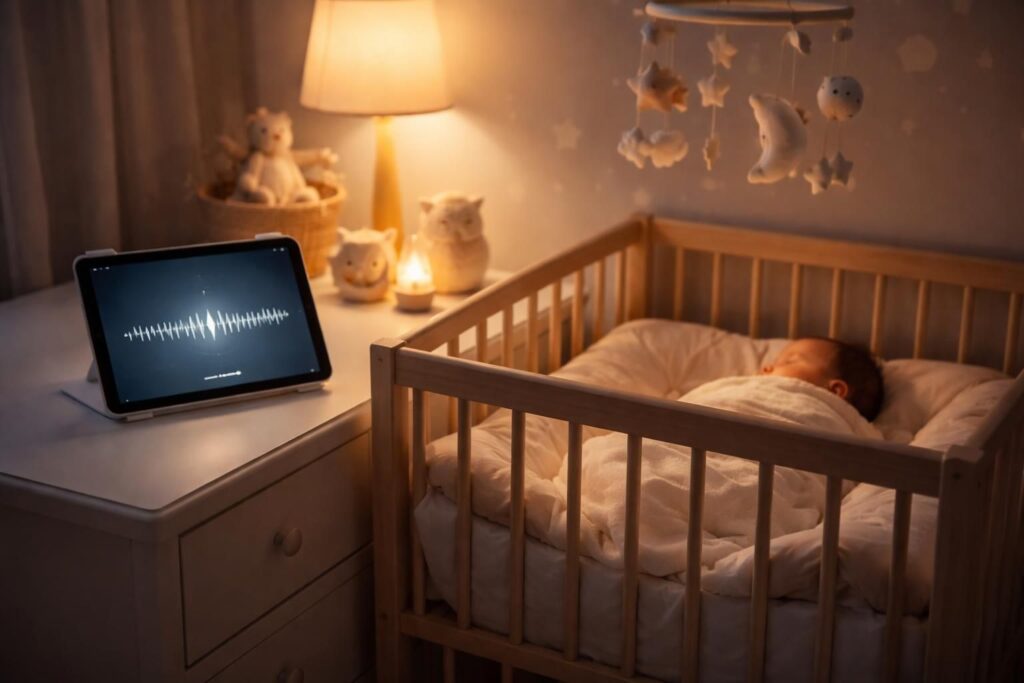 Sommeil de son bébé : bruits blancs au volume maîtrisé sur iPad Air
