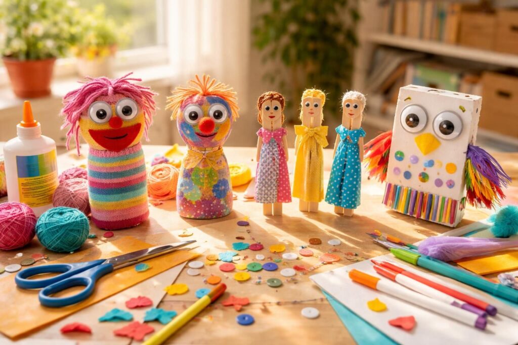 Une journée créative : 5 marionnettes à fabriquer avec des matériaux simples