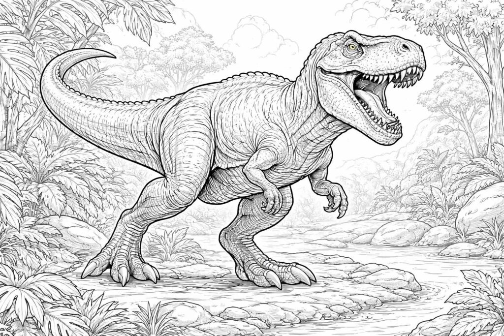 Explorez le monde fascinant des coloriages d&rsquo;un dinosaure à imprimer en PDF