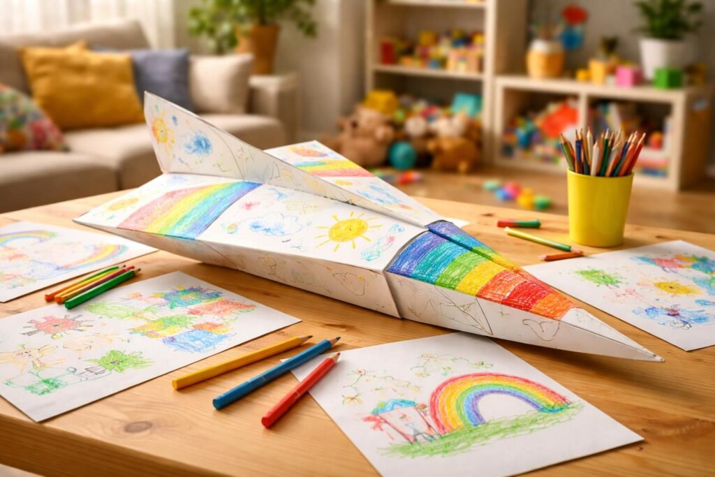 Avion à colorier : créez un album souvenir unique avec les œuvres de vos enfants