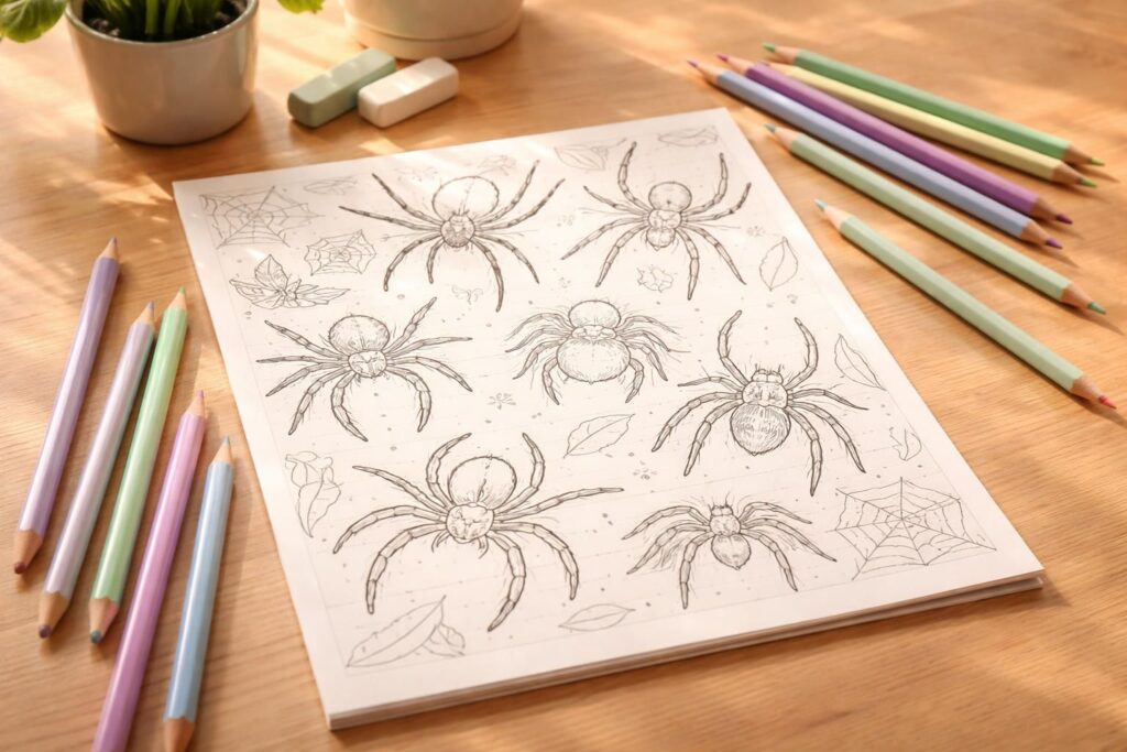 Coloriage d&rsquo;araignées : terminez votre journée en beauté avec cette activité apaisante
