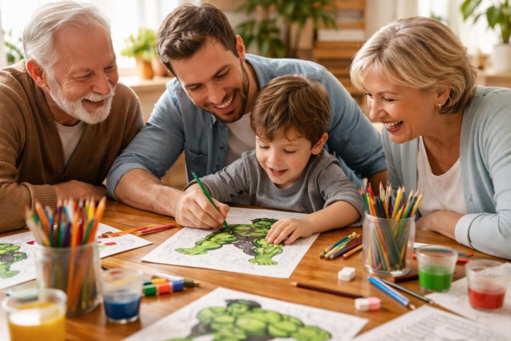 Comment le coloriage avec Hulk peut renforcer les liens familiaux