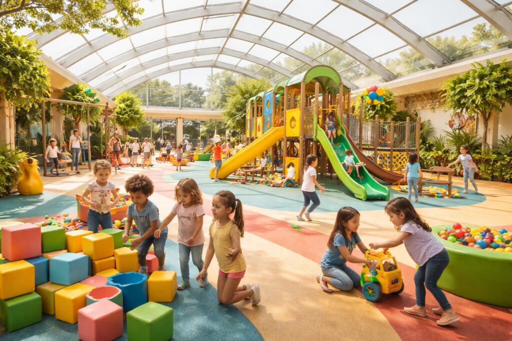 Comment une aire de jeux couverte favorise la socialisation des enfants