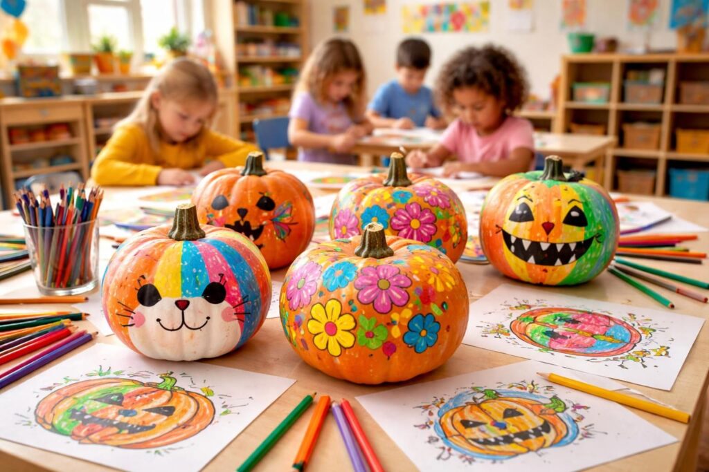Découvrez des idées originales de coloriage d&rsquo;une citrouille en maternelle